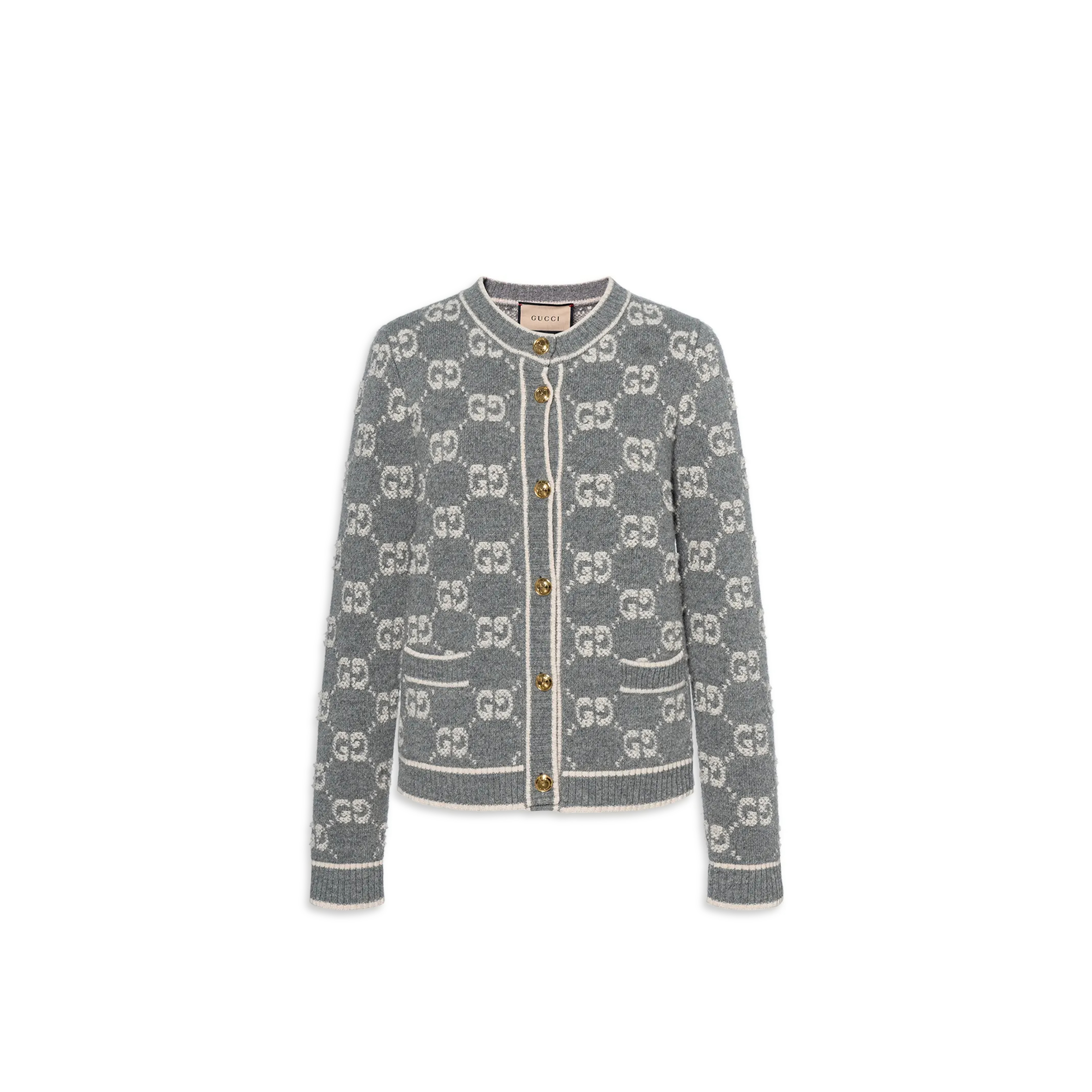 GUCCI WOOL JACQUARD KNIT CARDIGAN 713300